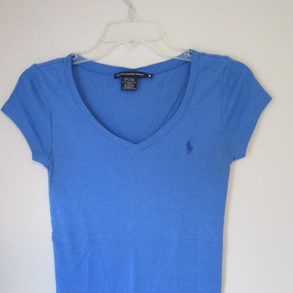 Womens Medium V Neck Short Sleeve T Shirt Lot of 3 Blue and Red  Sz Medium - Picture 4 of 5